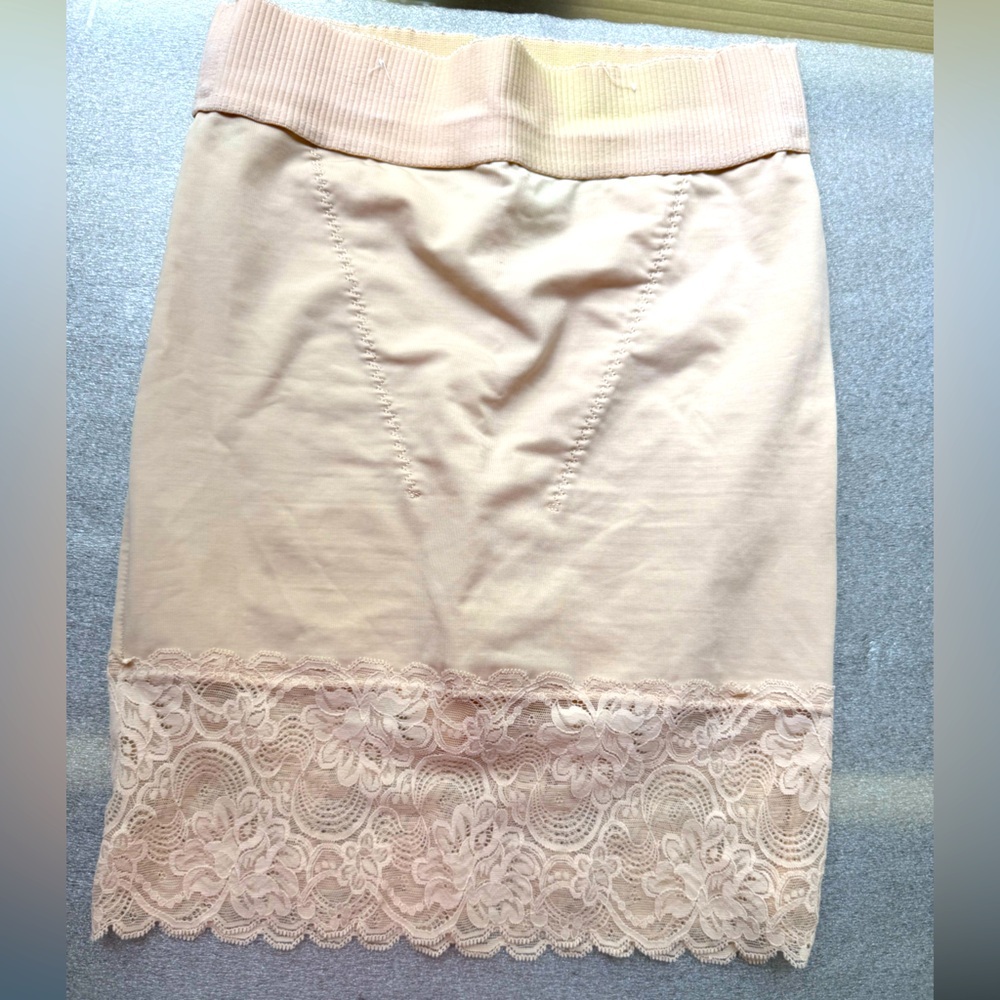 2/$16 Shaper Lace Trim Beige Slip with Panty